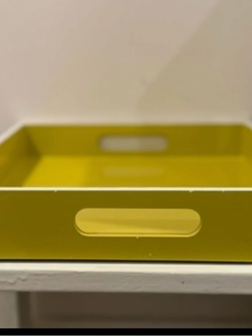 West Elm Lacquer Chartreuse Serving Tray with White Trim